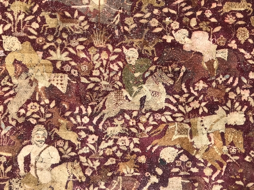 An early 20th Century Agra North India carpet with centre medallion on a wine-coloured ground, - Image 30 of 103
