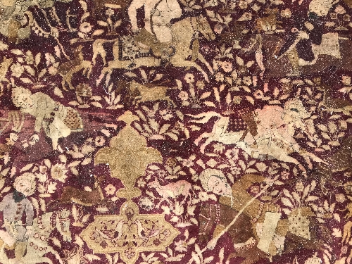 An early 20th Century Agra North India carpet with centre medallion on a wine-coloured ground, - Image 35 of 103