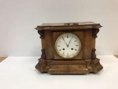 A 19th Century burr walnut cased mantel clock,