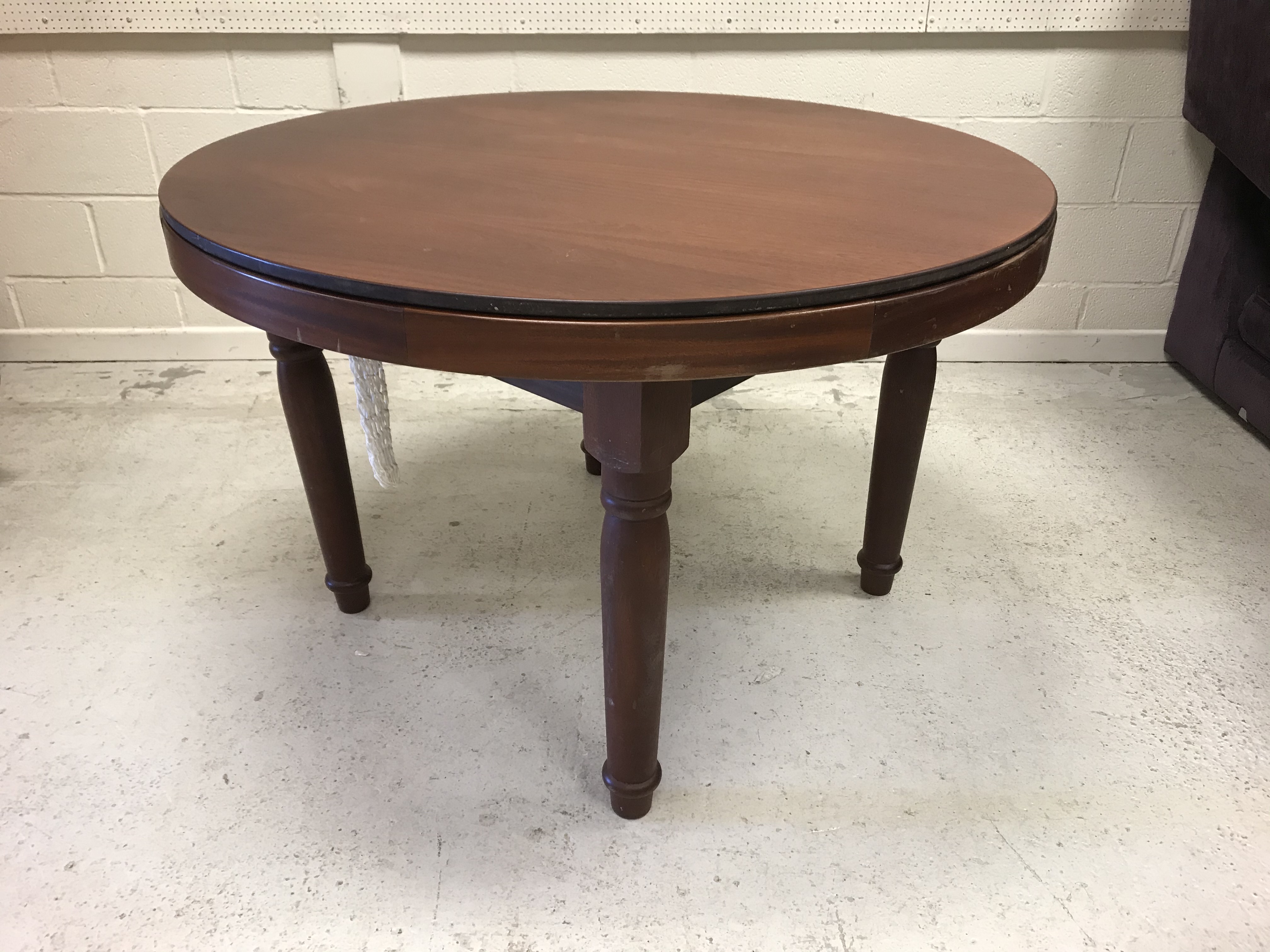 A modern mahogany "Bumper Pool" table, the circular top with baize playing surface on turned legs, - Image 2 of 2