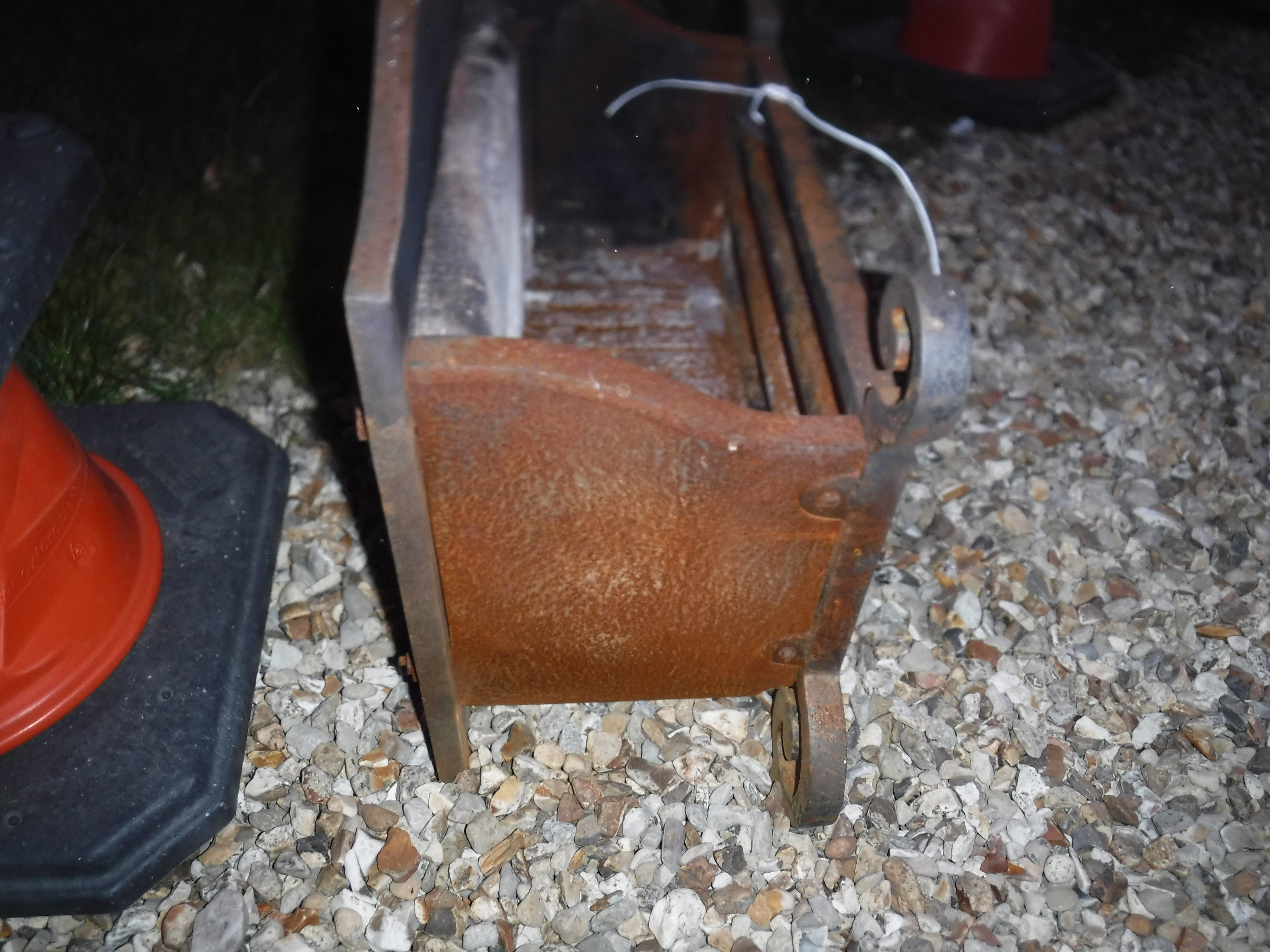 A 20th Century wrought iron fire basket with integral fire brick back and scrollwork decoration, - Image 3 of 6