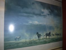 AFTER DAVID SHEPHERD "Storm over Ambroseli", coloured print, signed in pen lower right,