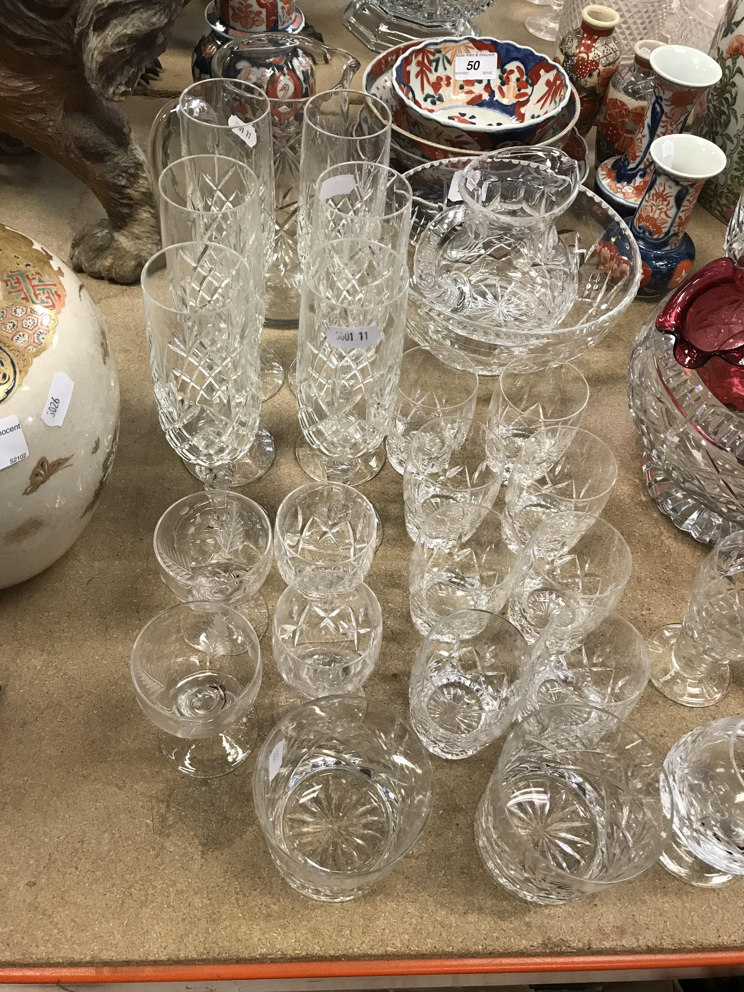 A collection of various cut glass ware to include two fruit bowls one Brierley, two jugs, - Image 2 of 2