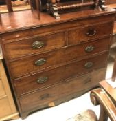 A 19th Century mahogany chest, the plain top with applied moulded edge over a slim secret drawer,