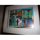 HECTOR DARLOW CAUDA "South American street scene", acrylic, signed and dated '98 lower left,
