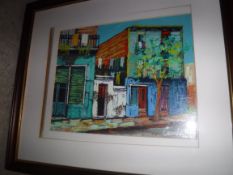 HECTOR DARLOW CAUDA "South American street scene", acrylic, signed and dated '98 lower left,