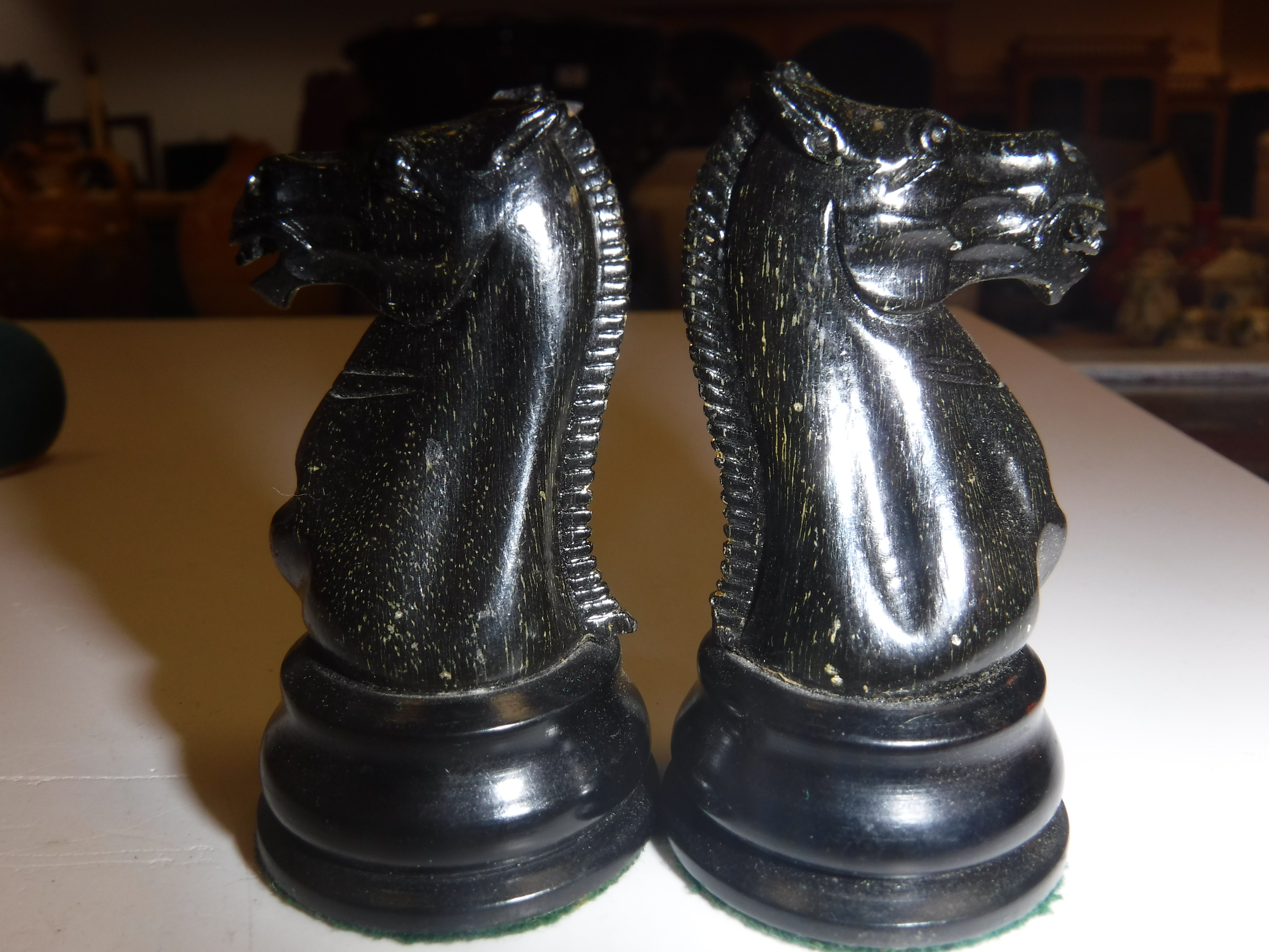 A Staunton chess set by Jacques & Son of London in boxwood and ebonised form (one rook with dog - Image 22 of 25