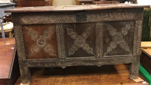 A circa 1700 oak coffer,