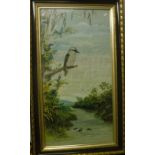 A M MATTICK "Kookaburra in a river landscape", oil on canvas, signed and dated 15.10.