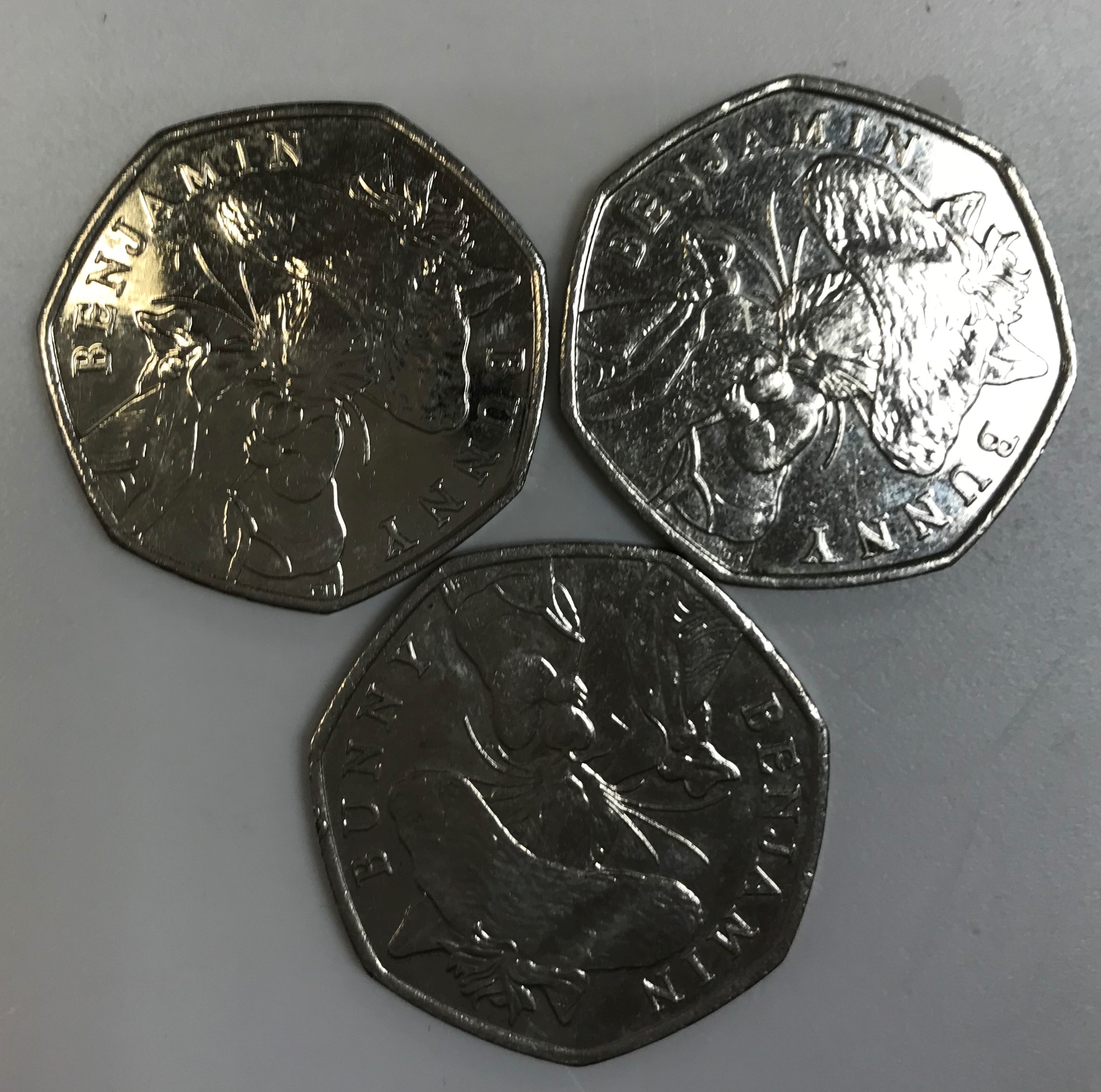 A collection of Beatrix Potter Commemorative 50 p pieces including “Benjamin Bunny” 2017 (x 15), - Image 2 of 3
