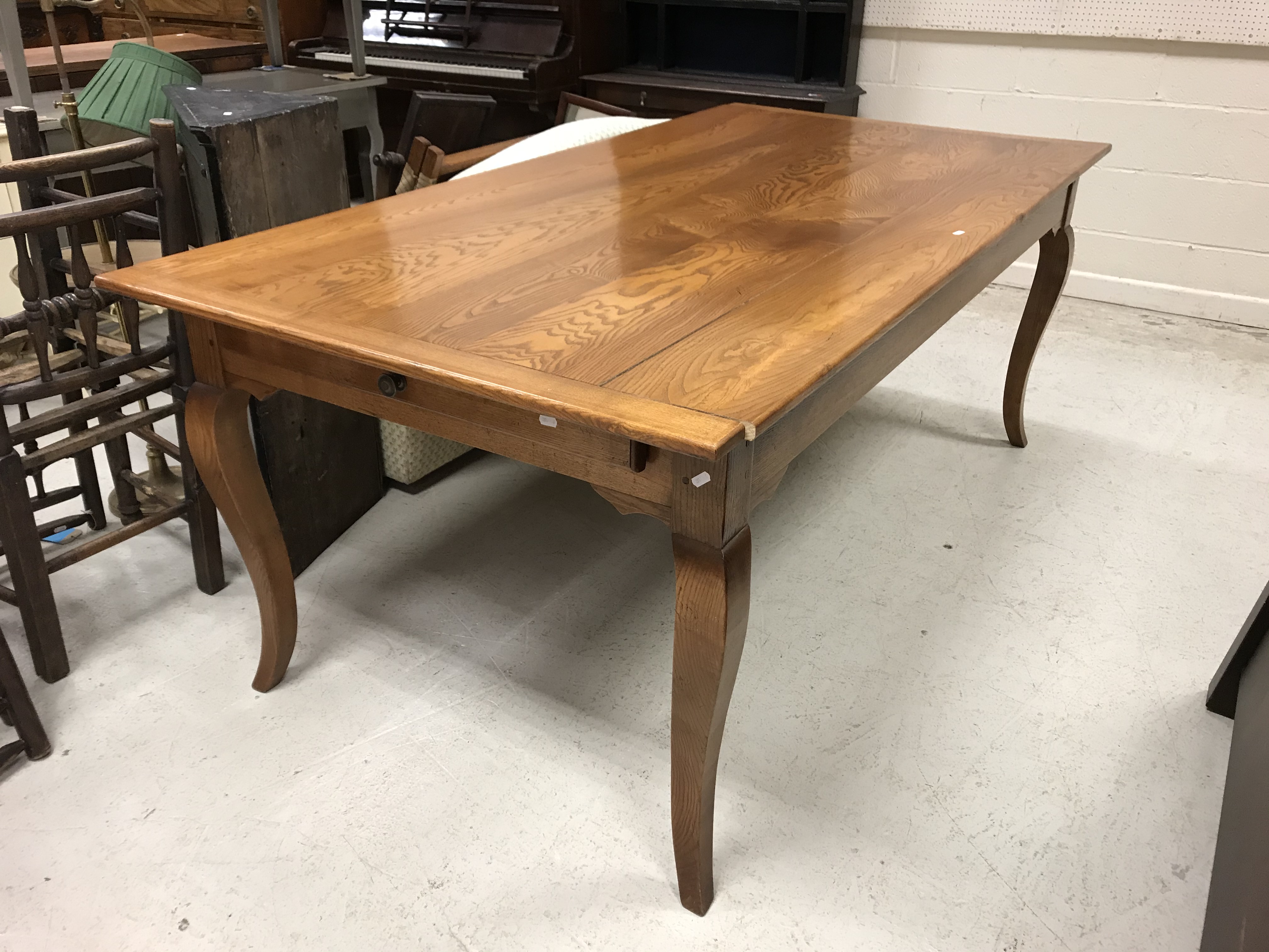 A modern oak farmhouse style kitchen table in the French manner attributed to I and JL Brown of - Image 2 of 16