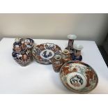A collection of late 19th/early 20th Century Japanese pottery comprising two Imari plates,
