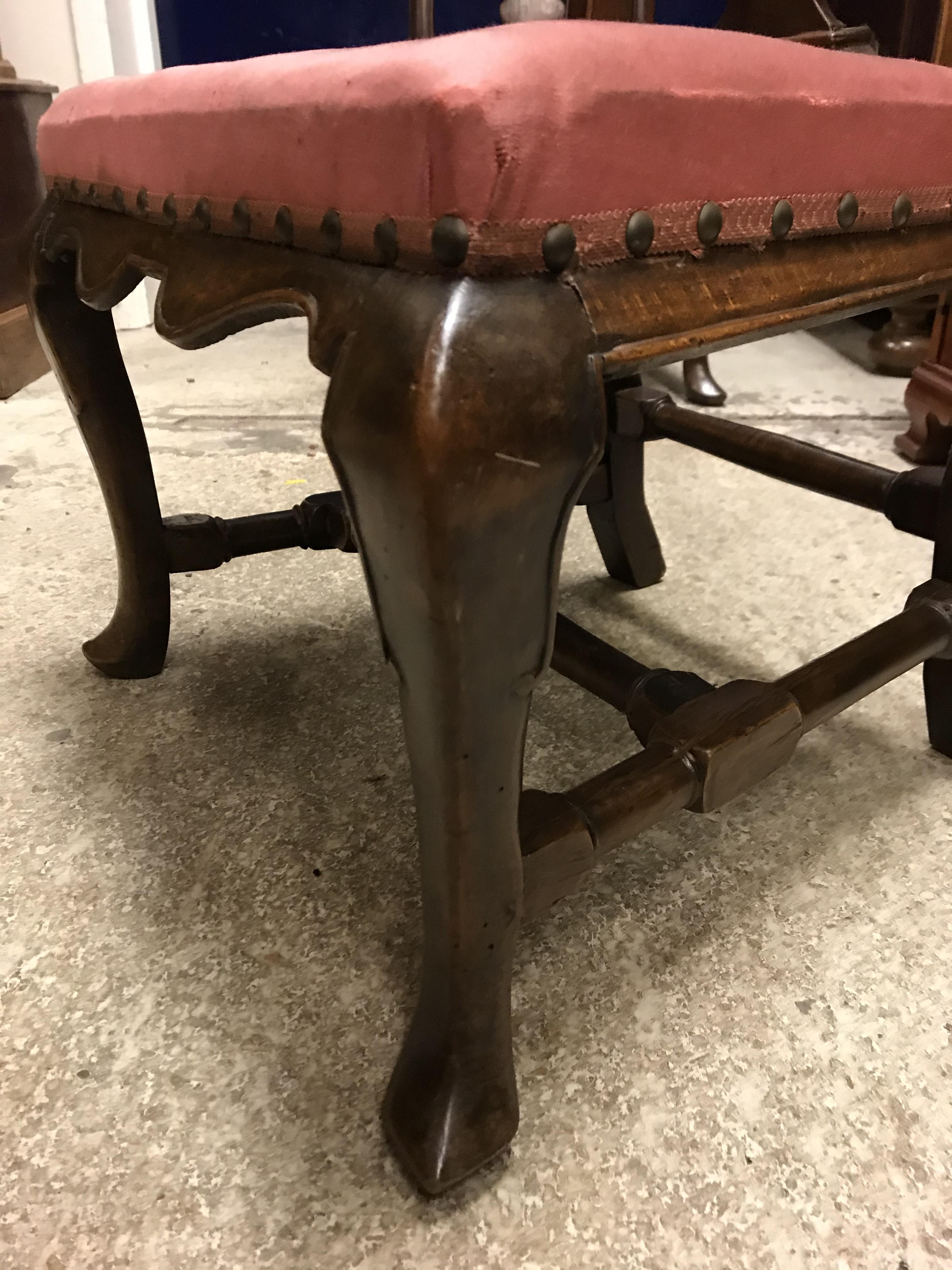 A pair of 18th Century walnut framed low chairs with scroll carved top rail and vase shaped back - Image 10 of 51