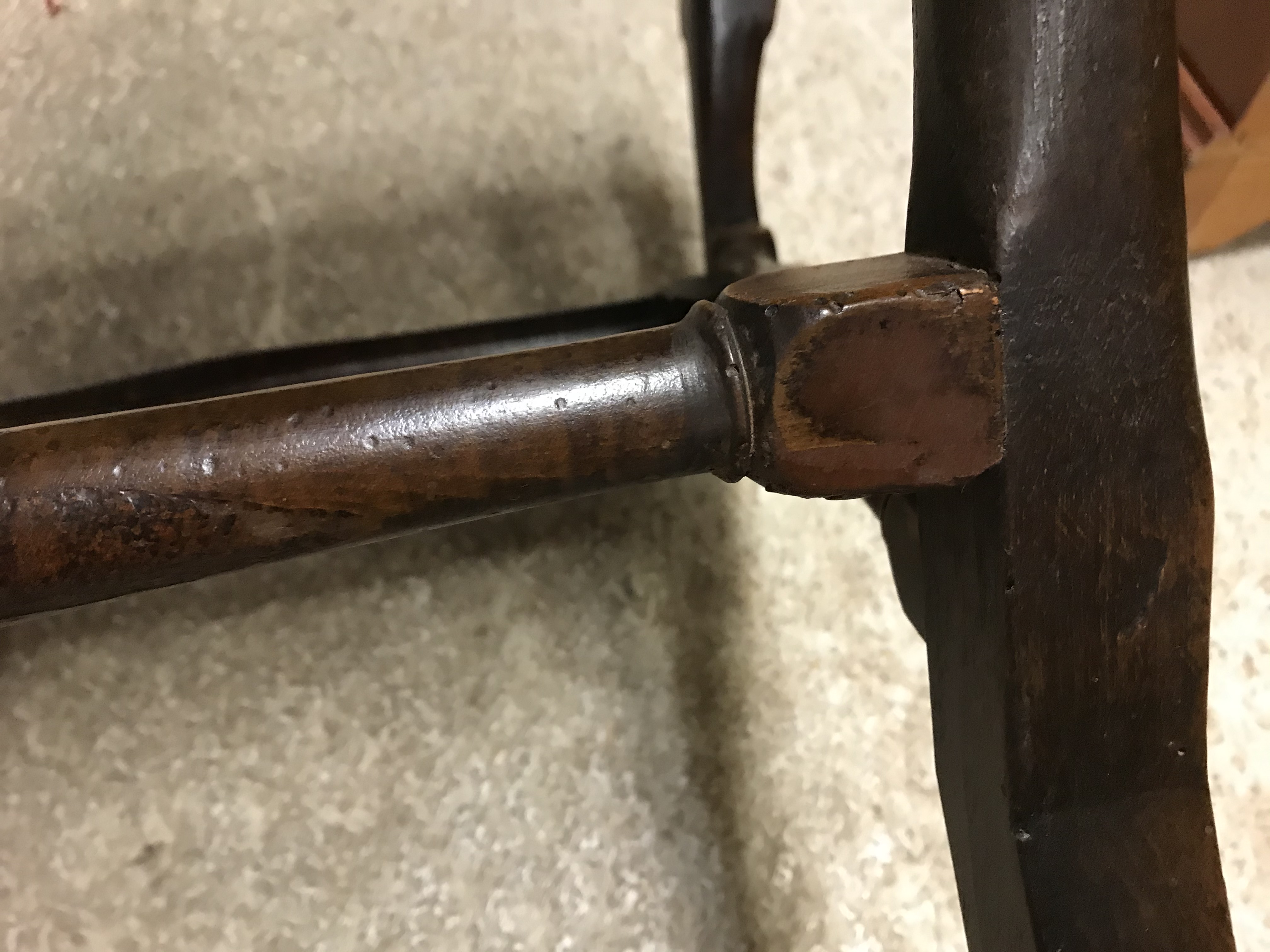 A pair of 18th Century walnut framed low chairs with scroll carved top rail and vase shaped back - Image 17 of 51