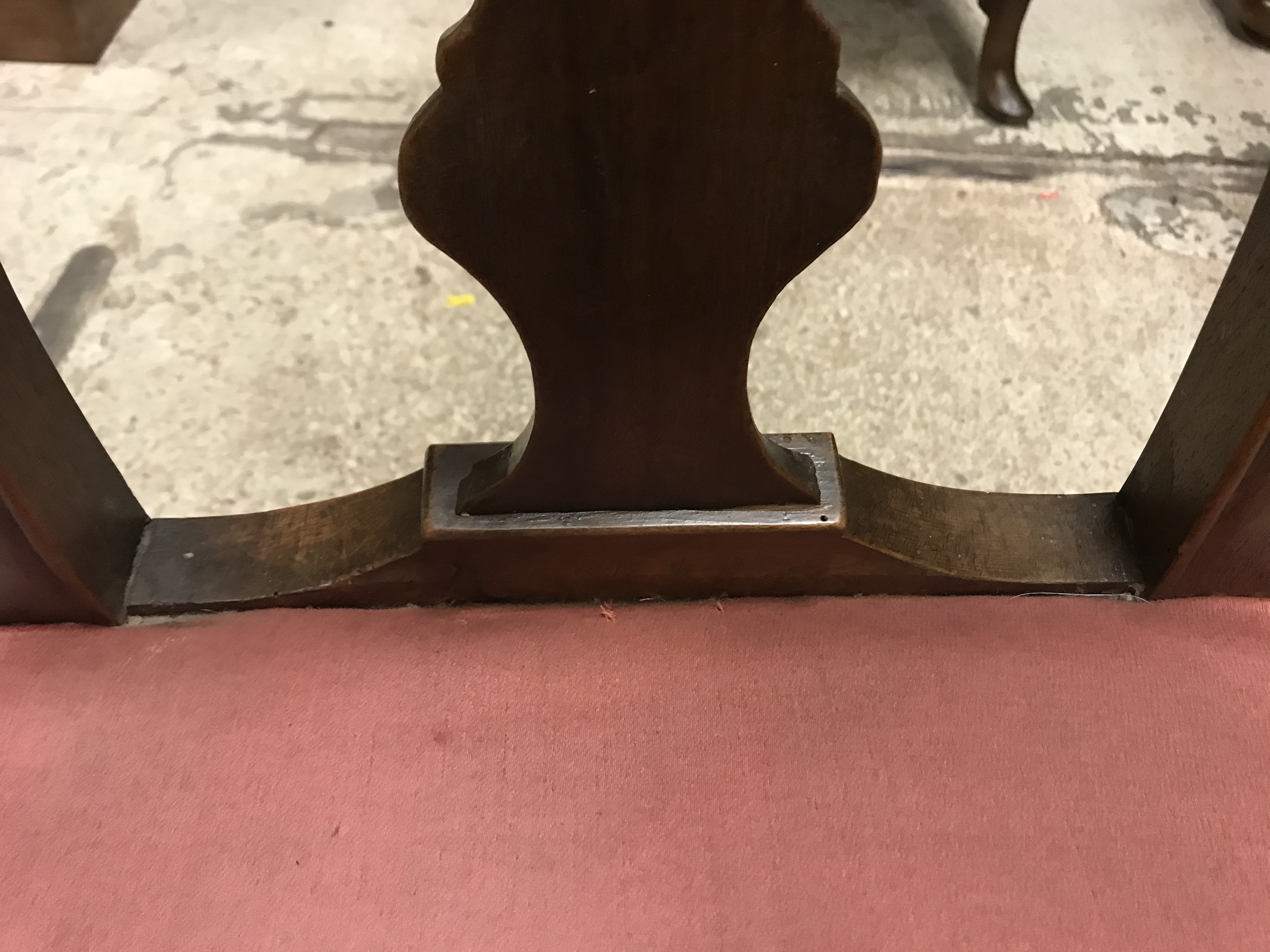 A pair of 18th Century walnut framed low chairs with scroll carved top rail and vase shaped back - Image 7 of 51