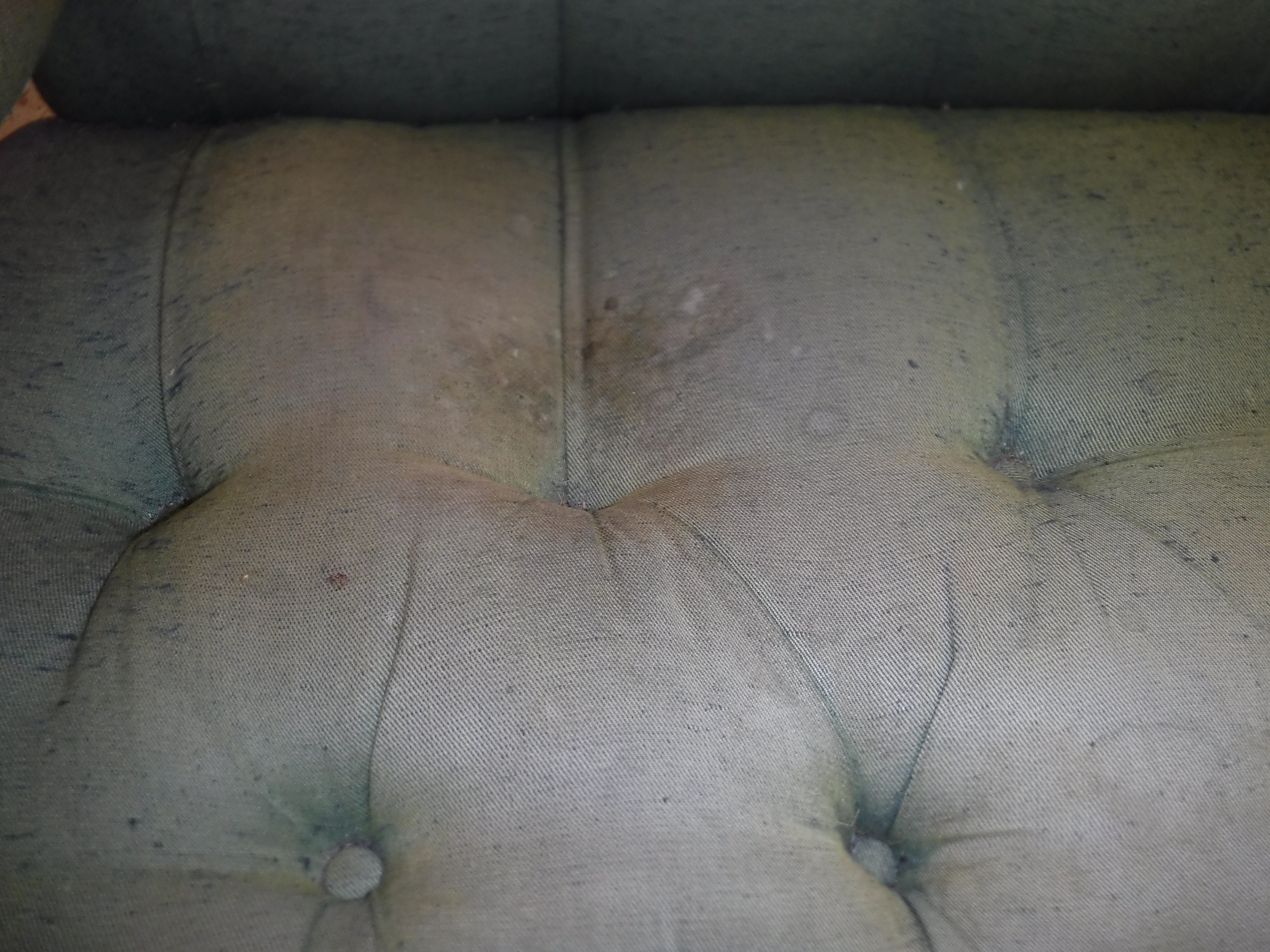 A Victorian green buttoned upholstered open arm chair on turned legs to castors, - Image 4 of 12