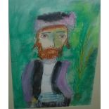 ZERO (SAMUEL JOEL) MOSTEL (1915-1977) "Red bearded figure with branch in his left hand",