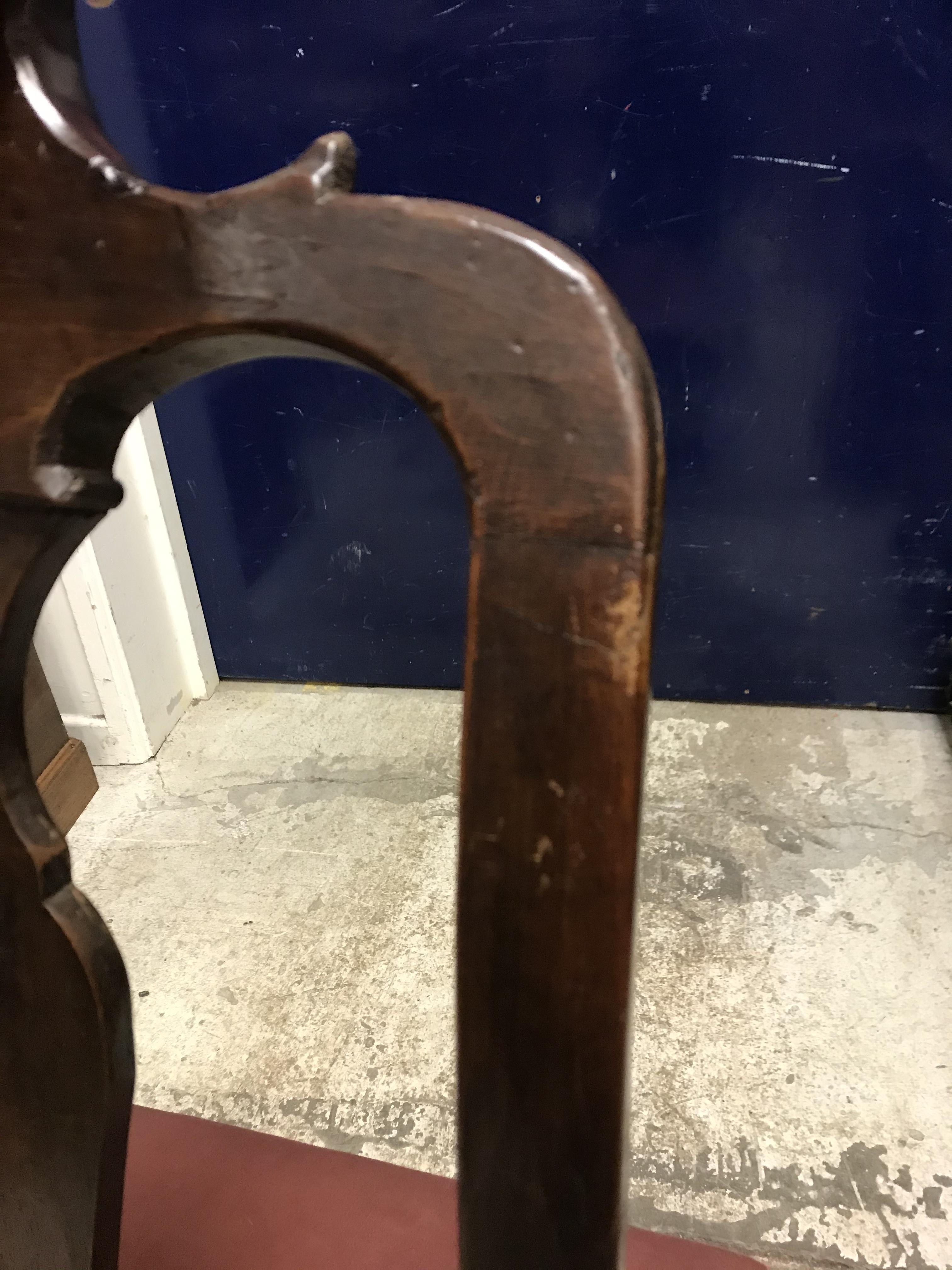 A pair of 18th Century walnut framed low chairs with scroll carved top rail and vase shaped back - Image 47 of 51