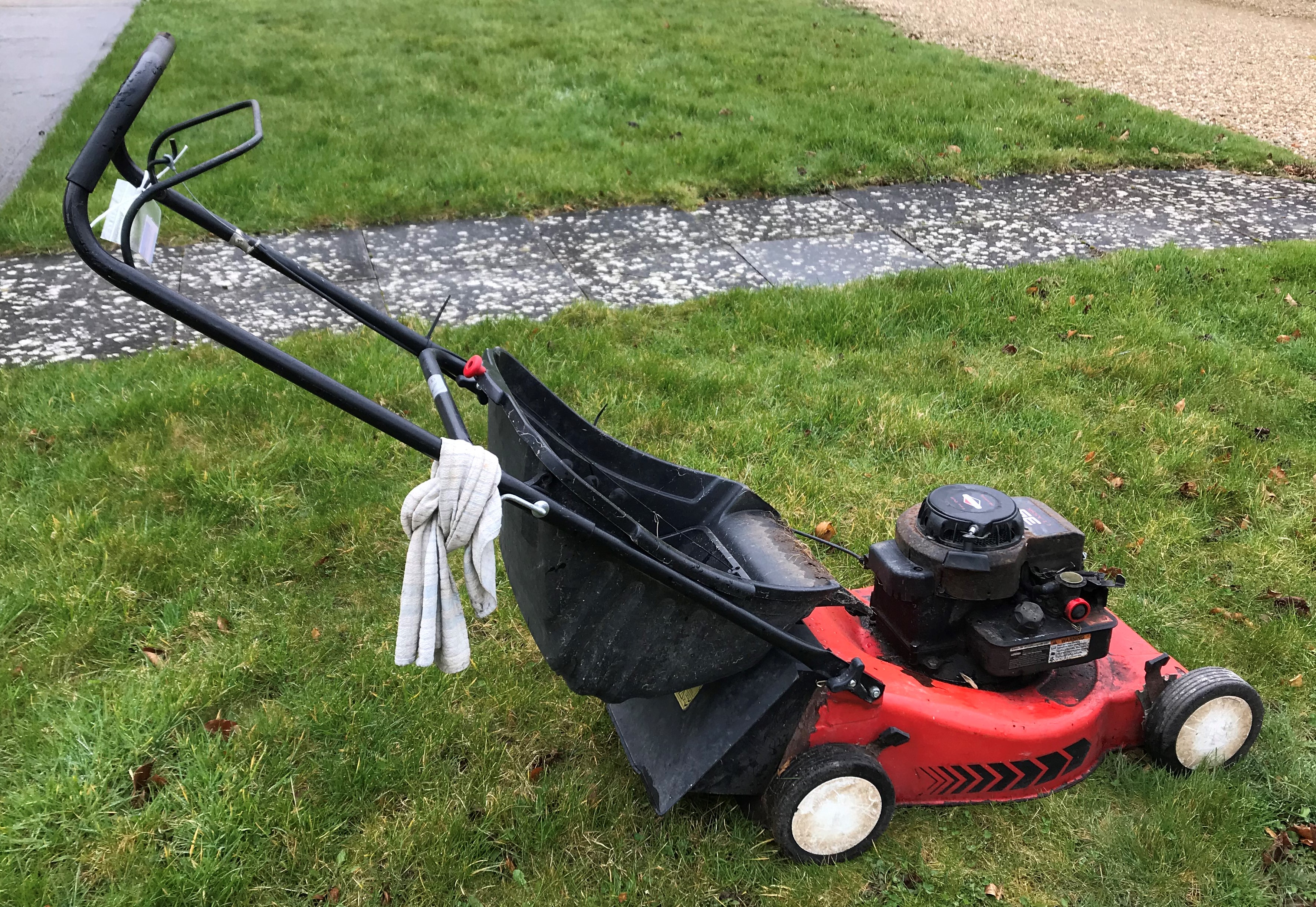 A Lawn King NG464 petrol driven lawn mower with Briggs & Stratton 35 Classic petrol engine,