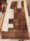 Seven various vintage Agra fragments from two different carpets,