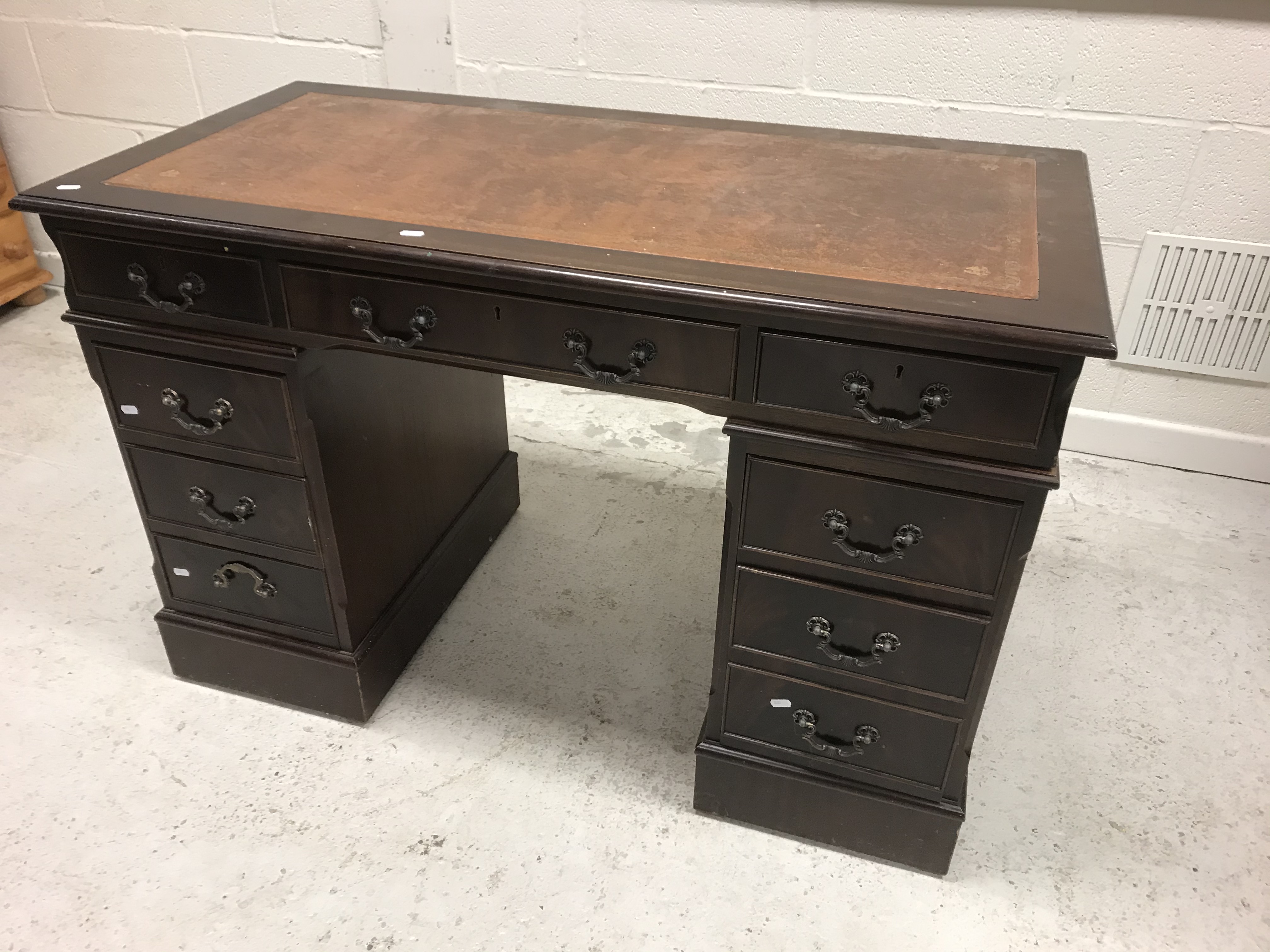 A late 20th Century mahogany double pedestal desk, - Image 2 of 2