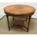 A Sheraton-style satinwood and marquetry-inlaid centre table,
