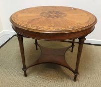 A Sheraton-style satinwood and marquetry-inlaid centre table,