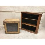 A vintage pine meat safe with wire panelled door, 66 cm wide x 38 cm deep x 60 cm high,