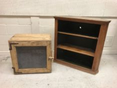 A vintage pine meat safe with wire panelled door, 66 cm wide x 38 cm deep x 60 cm high,