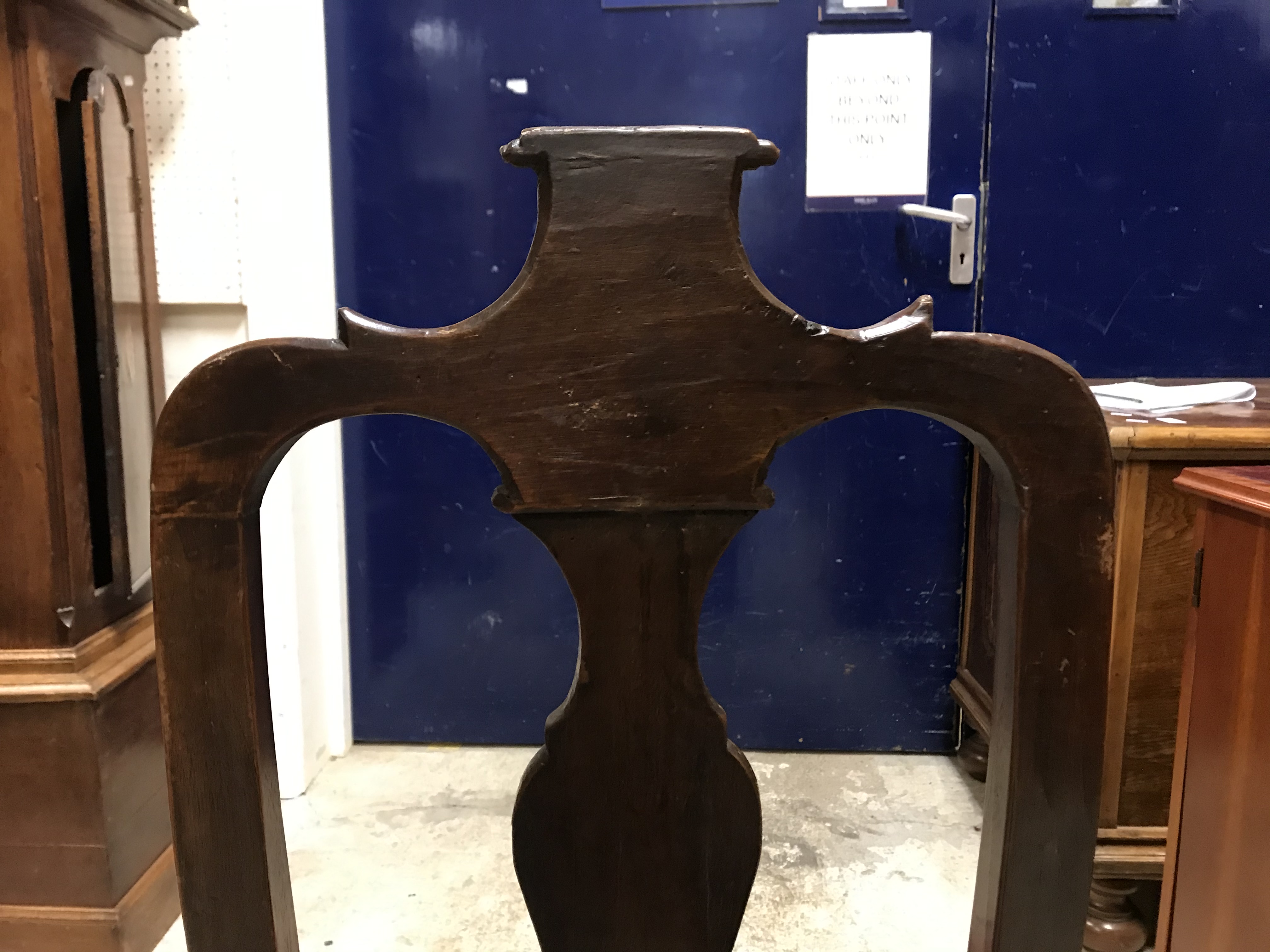 A pair of 18th Century walnut framed low chairs with scroll carved top rail and vase shaped back - Image 43 of 51