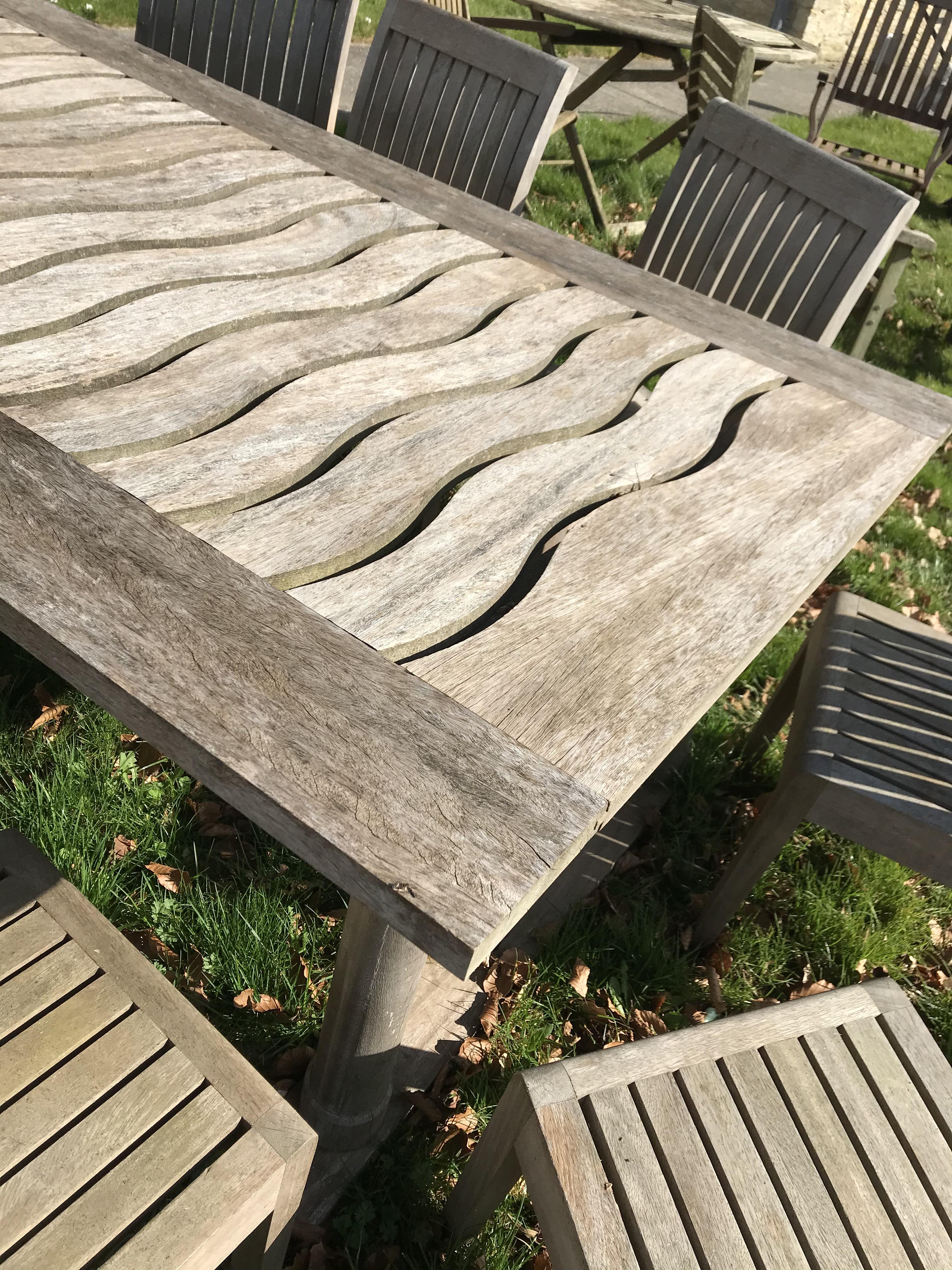 A modern teak rectangular garden table, - Image 12 of 16