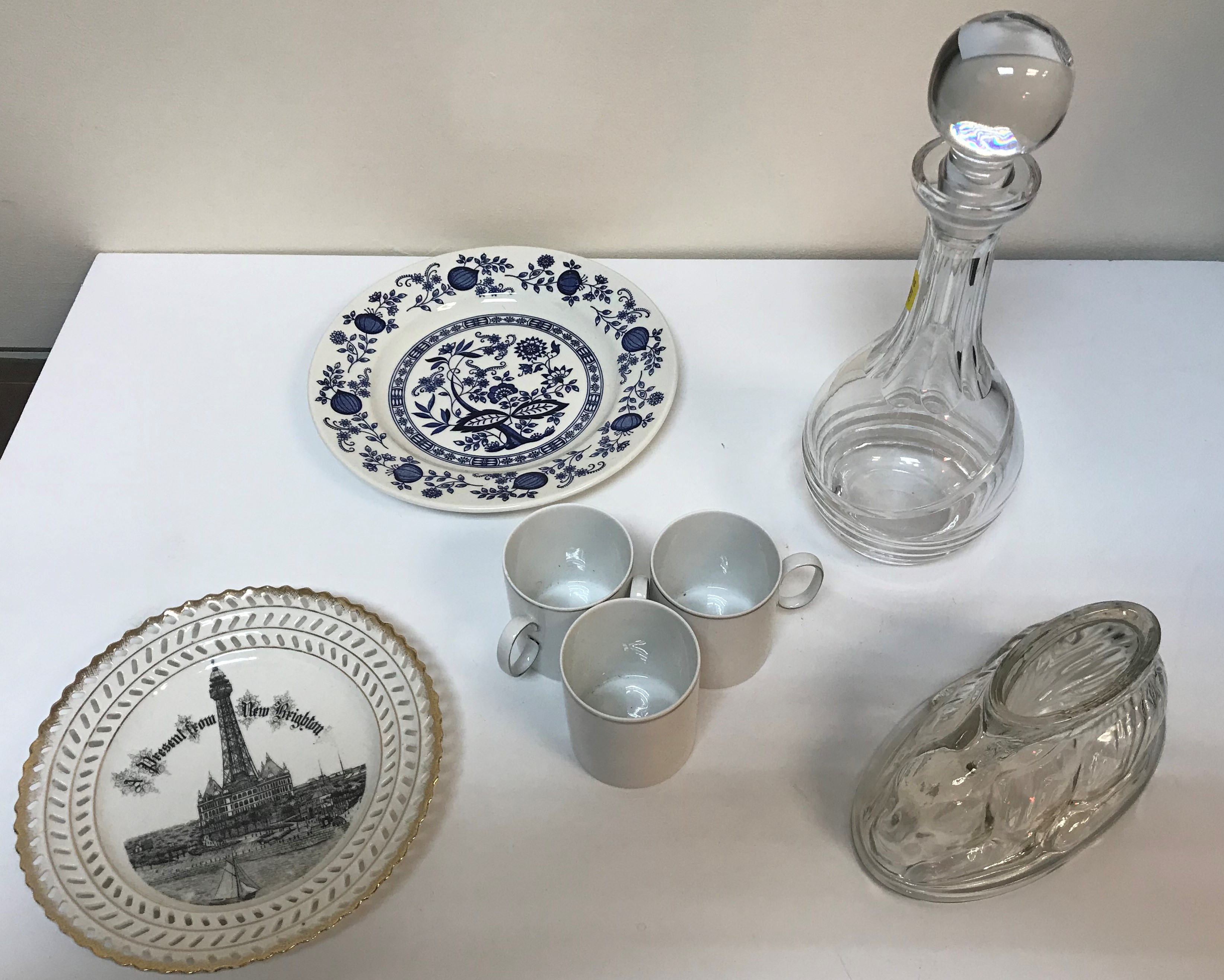 Two boxes of assorted china and glassware to include Adam's "Old Colonial" and "Thomas" part dinner