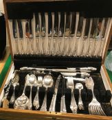 An 8 place setting plated and steel bladed canteen of cutlery (92 pieces) plus a modern silver