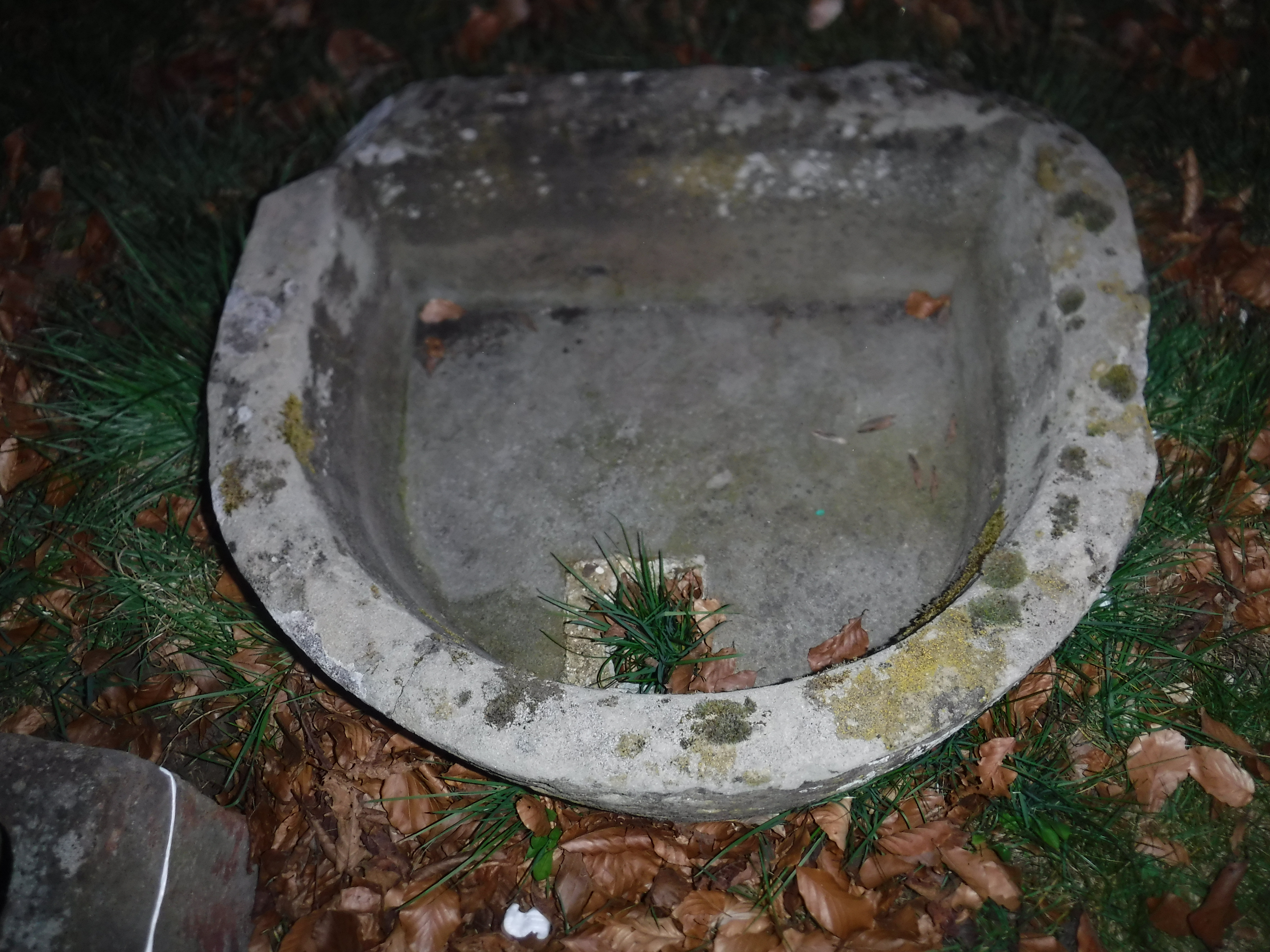 Two natural stone D shaped troughs, 56 cm x 53 cm x 25 cm high and 63.5 cm x 55. - Image 4 of 7