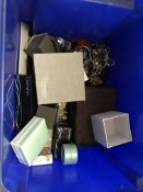 Two plastic crates of various costume jewellery, including Buckingham, Alan Hannah,