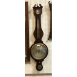 A 19th Century mahogany cased barometer thermometer with silvered dial by F Molton,