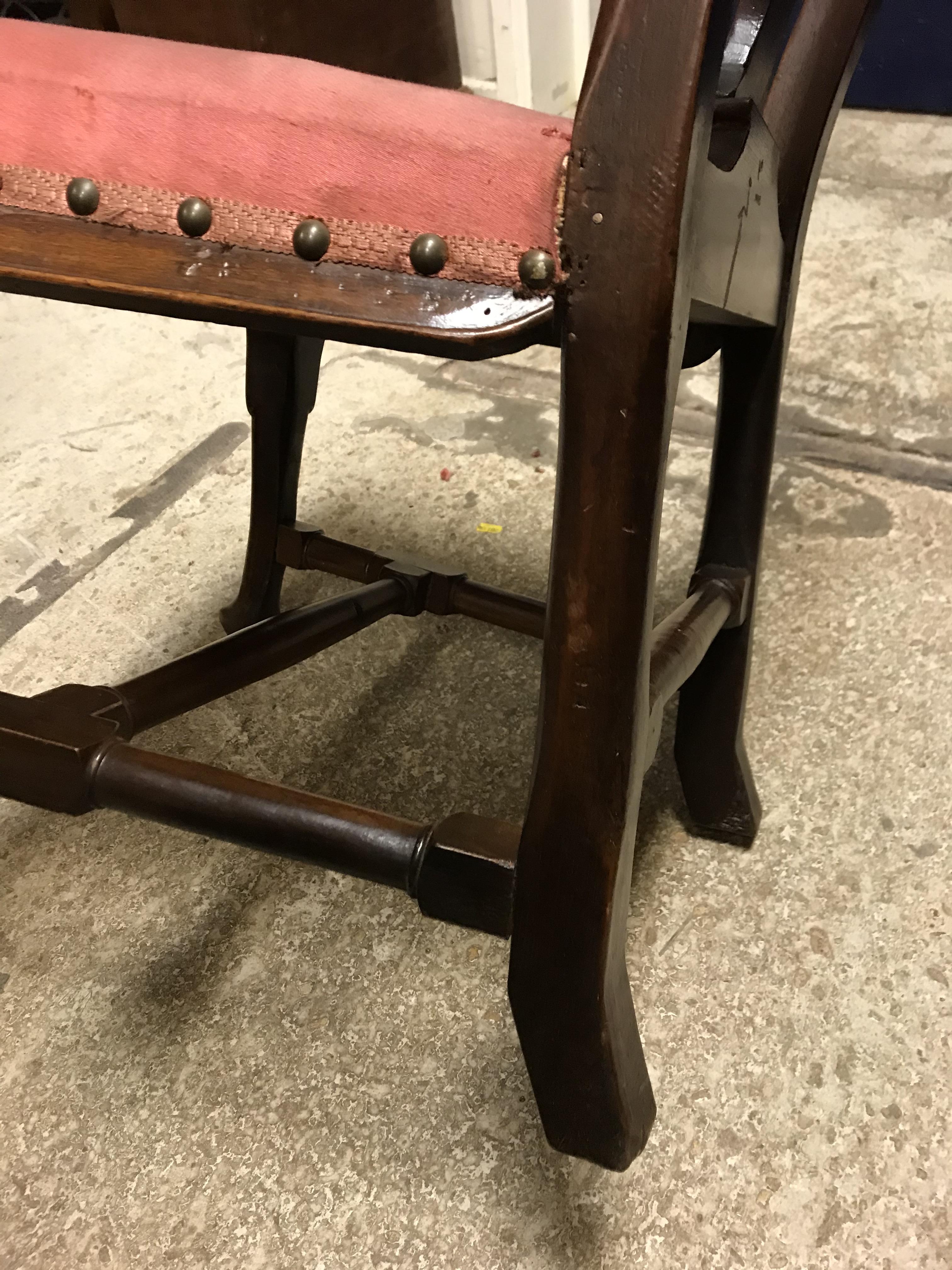 A pair of 18th Century walnut framed low chairs with scroll carved top rail and vase shaped back - Image 42 of 51