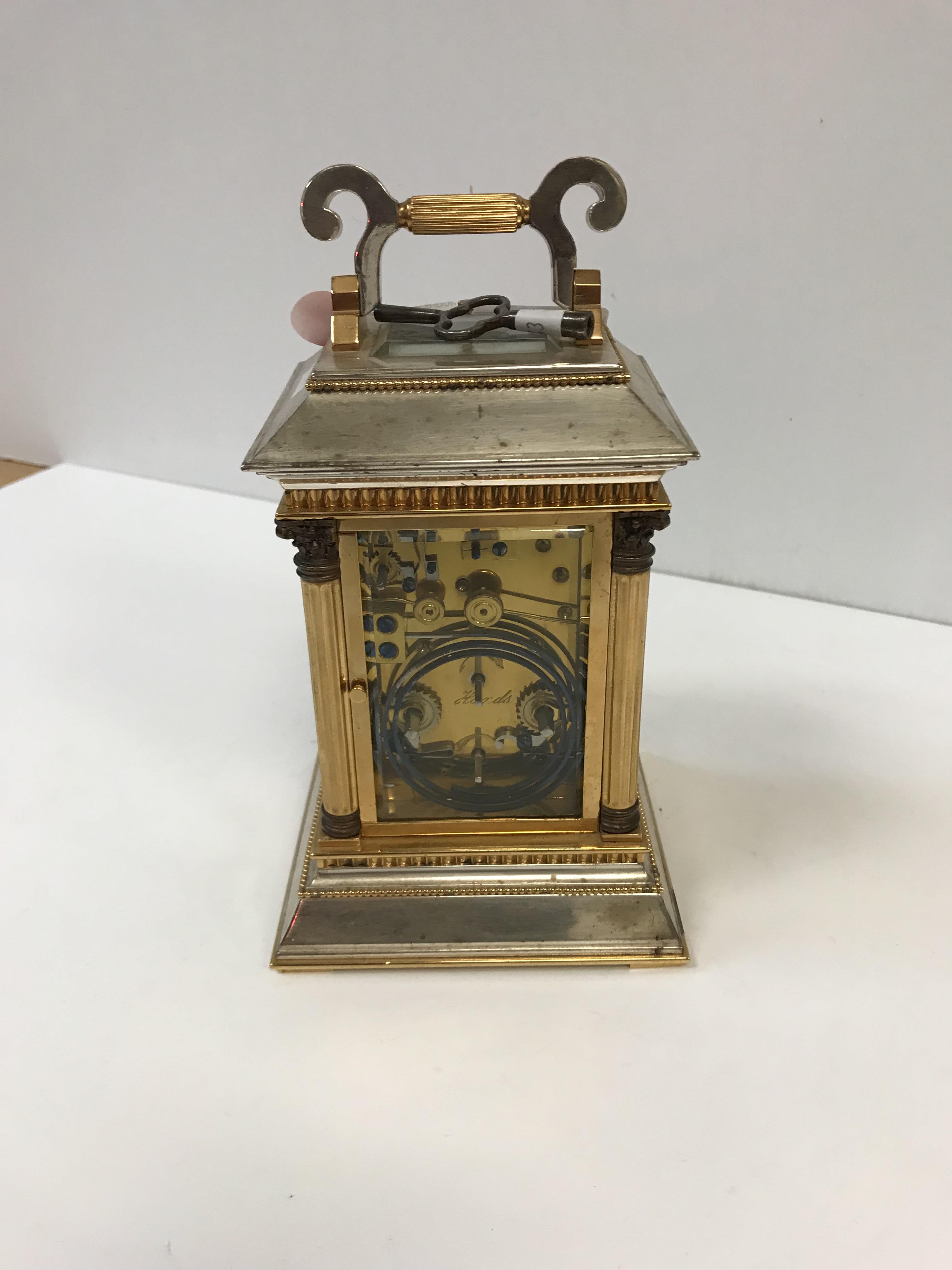 A mid-19th century carriage clock in architectural silver plated and lacquered brass case, - Image 2 of 2