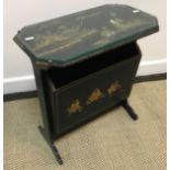 A 20th Century black lacquered and chinoiserie decorated magazine table,