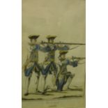 AFTER SIMON RENE BAUDOUIN (b 1723-) "Vu de Profil-en-Joue", study of French soldiers,