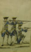 AFTER SIMON RENE BAUDOUIN (b 1723-) "Vu de Profil-en-Joue", study of French soldiers,