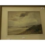 SAM CHARLESWORTH (1870-1958) "High tide in the estuary", watercolour, signed lower right,