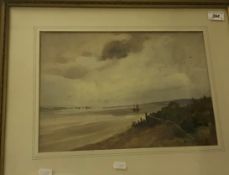 SAM CHARLESWORTH (1870-1958) "High tide in the estuary", watercolour, signed lower right,