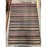 A multicoloured striped Kelim rug, approx 186 cm x 123 cm, together with a modern IKEA blue,