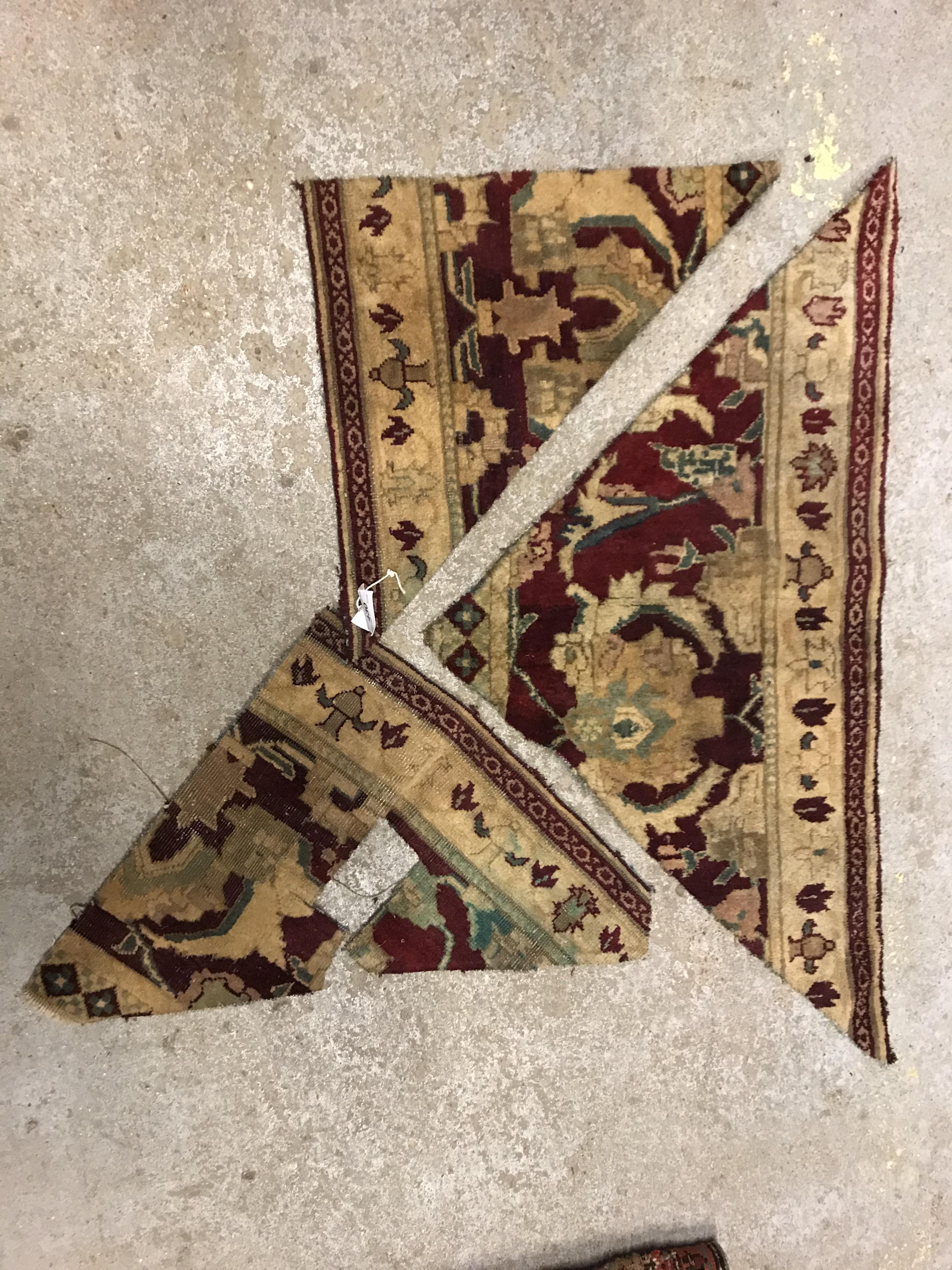 Seven various vintage Agra fragments from two different carpets, - Image 2 of 3