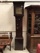 A late 18th Century oak cased long case clock, the 30 hour movement with square brass dial,