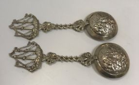 A pair of 19th Century Austro-Hungarian spoons with circular bowls,