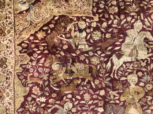 An early 20th Century Agra North India carpet with centre medallion on a wine-coloured ground, - Image 28 of 103