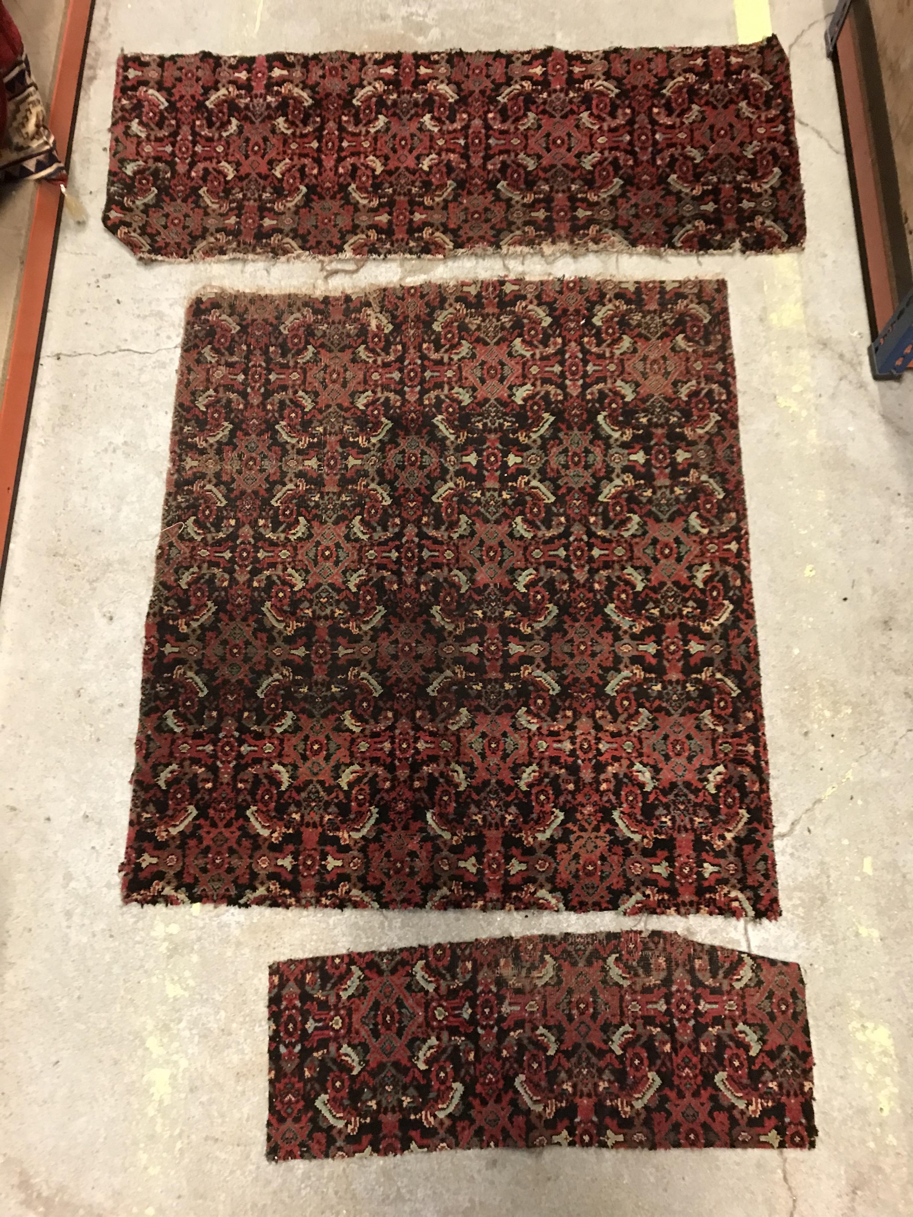 Seven various vintage Agra fragments from two different carpets, - Image 3 of 3