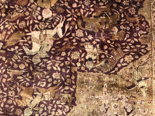 An early 20th Century Agra North India carpet with centre medallion on a wine-coloured ground, - Image 68 of 103